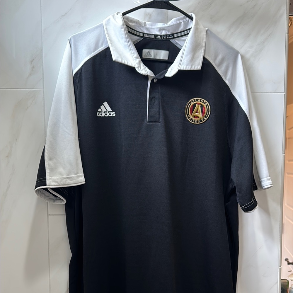 Atlanta United Adidas Black and White Polo Shirt - XXL